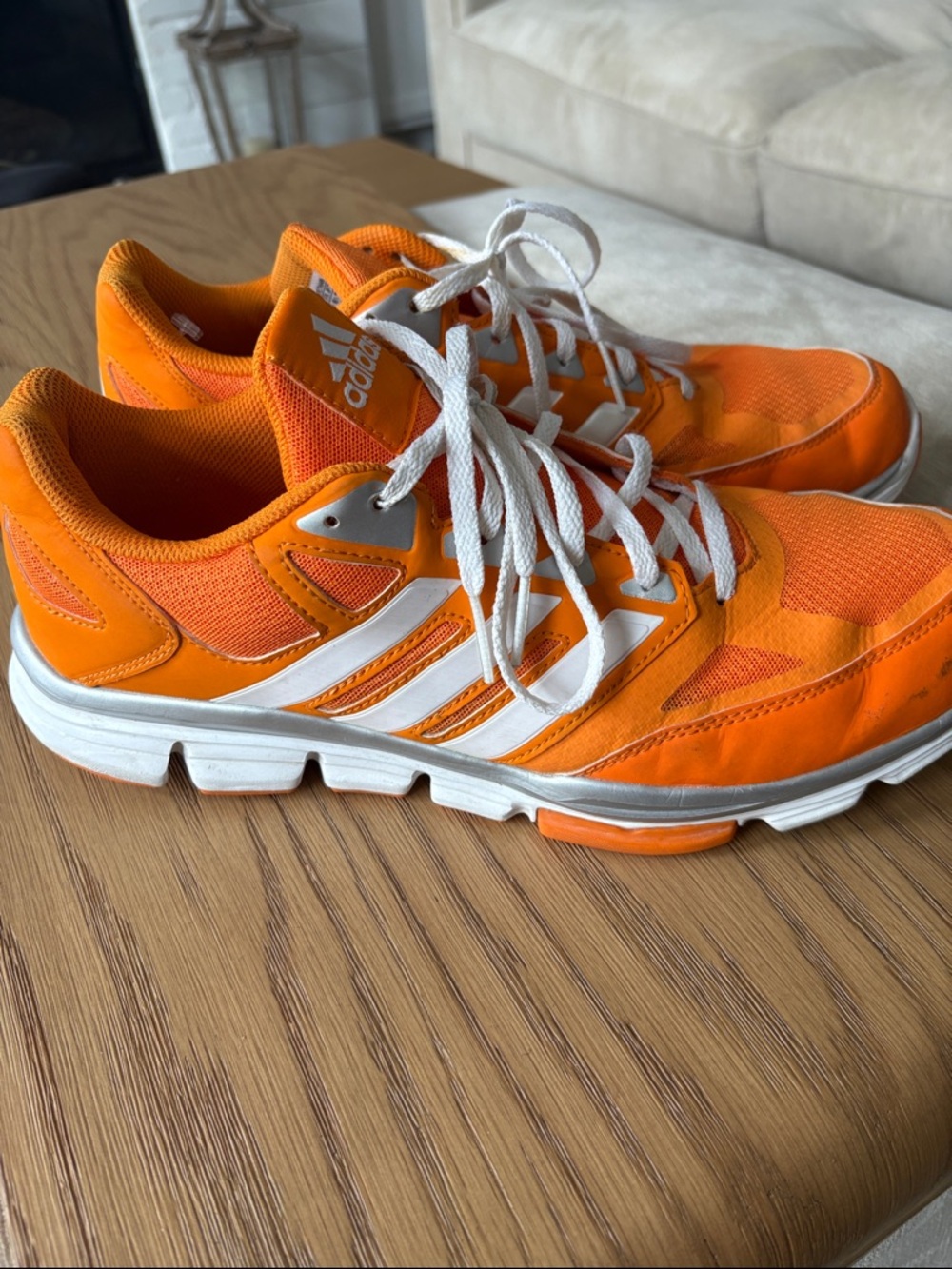 Adidas Orange and White Running Sneakers - 11